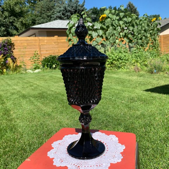 Vintage black glass apothecary jar - Picture 1 of 11